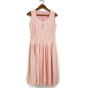 Vintage Pleated Pink Dress Womens M/L? Sleeveless Custom Made